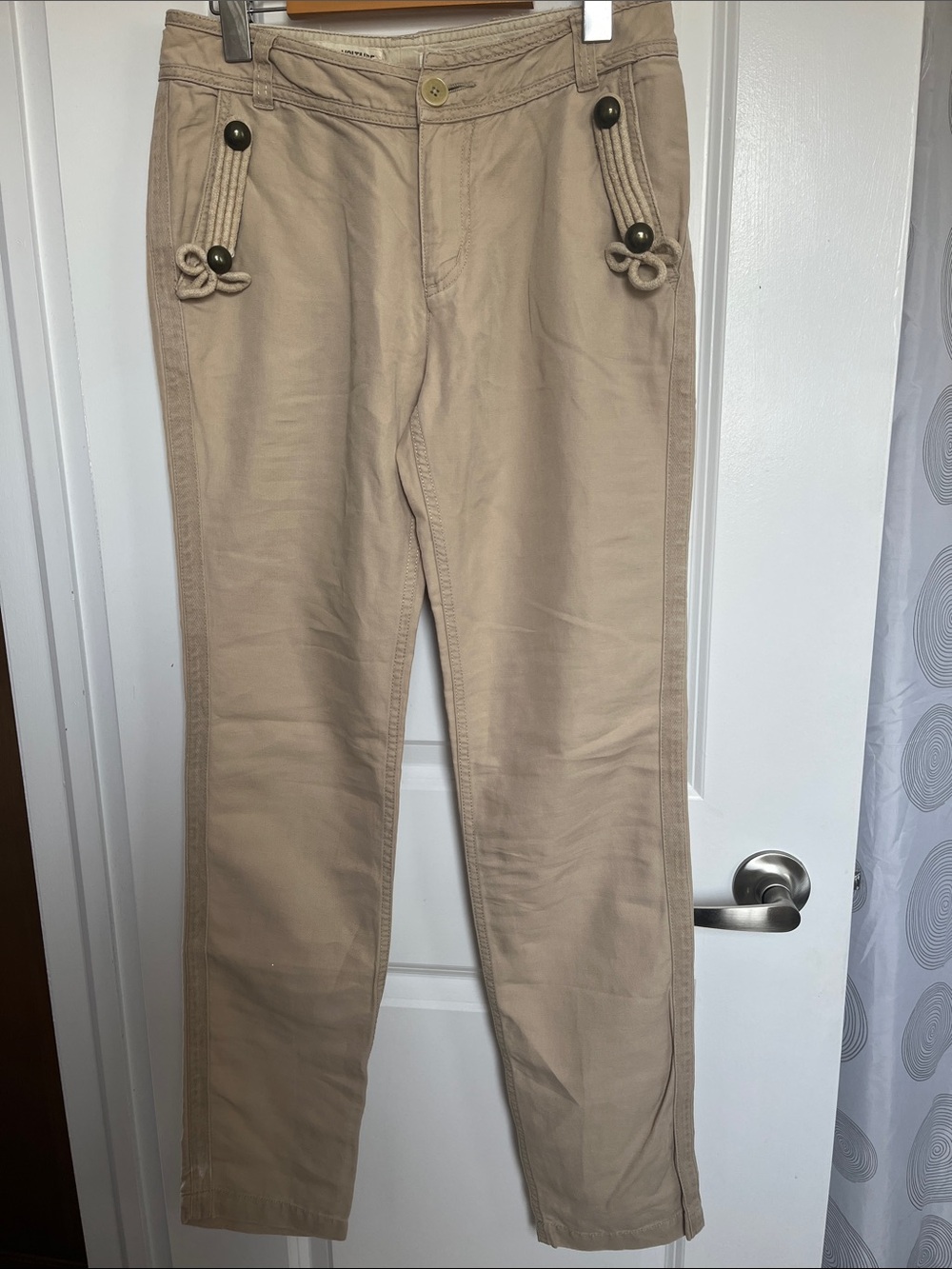 Zadig & Voltaire Khaki Chinos with Rope & Button Detail and Side Trim